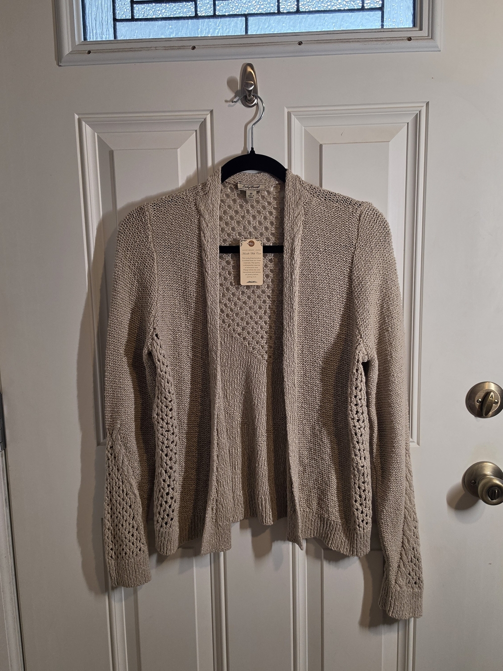 Lucky Brand Open-Stitch Cream Knit Cardigan Sweater - Neutral Layering Piece